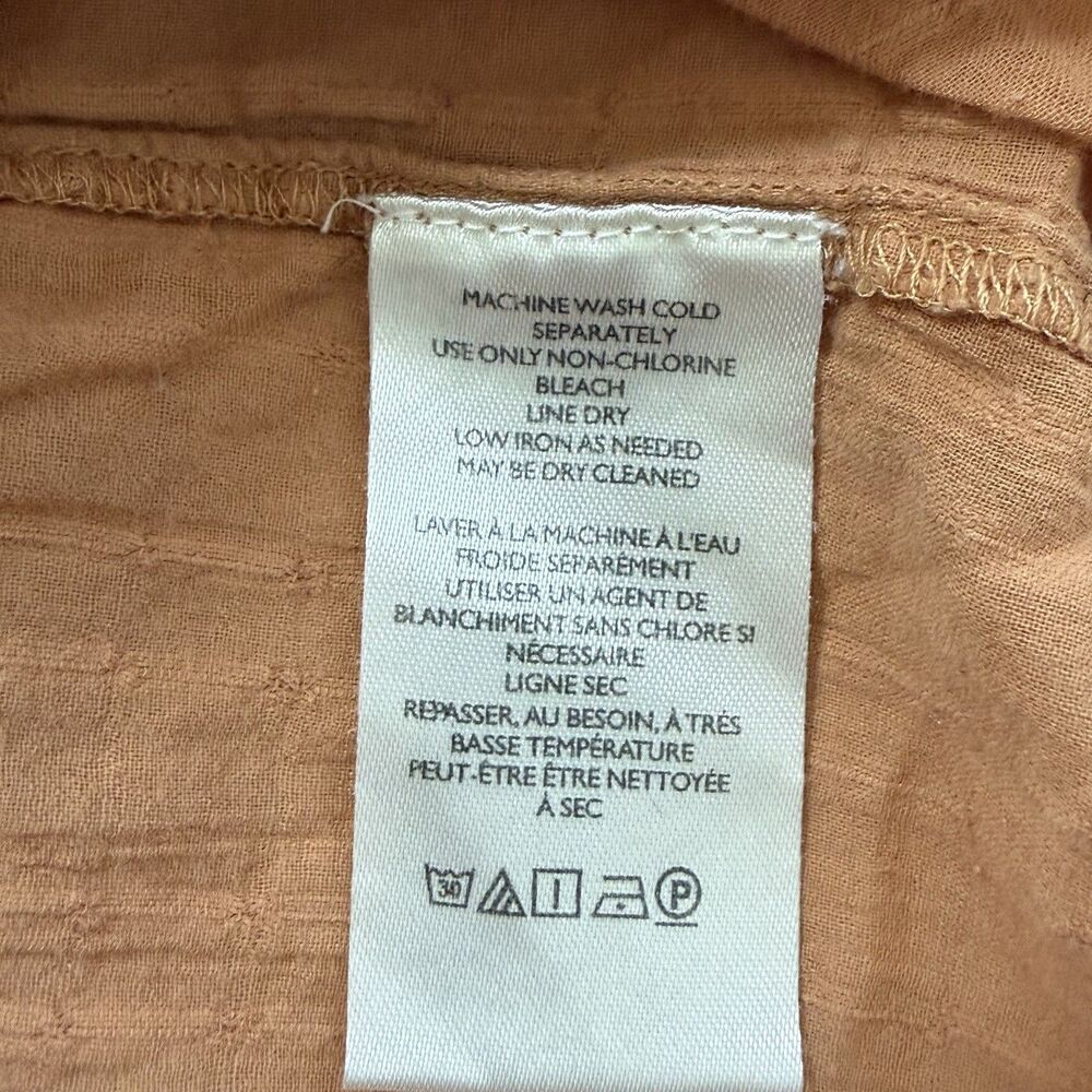 Free People Marigold Buttondown Top Burnt Orange Women Size Large Blouson Sleeve - Picture 11 of 13